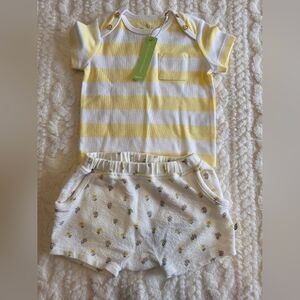 Organic Baby Outfit Set | 6–9M | Oliver & Rain + Easy Peasy Shorts | NWT